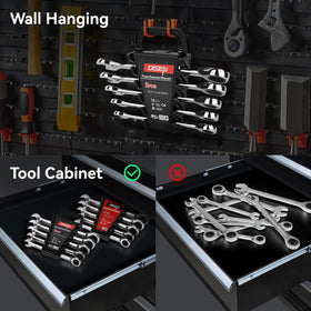 Open end and box end wrenches in one set