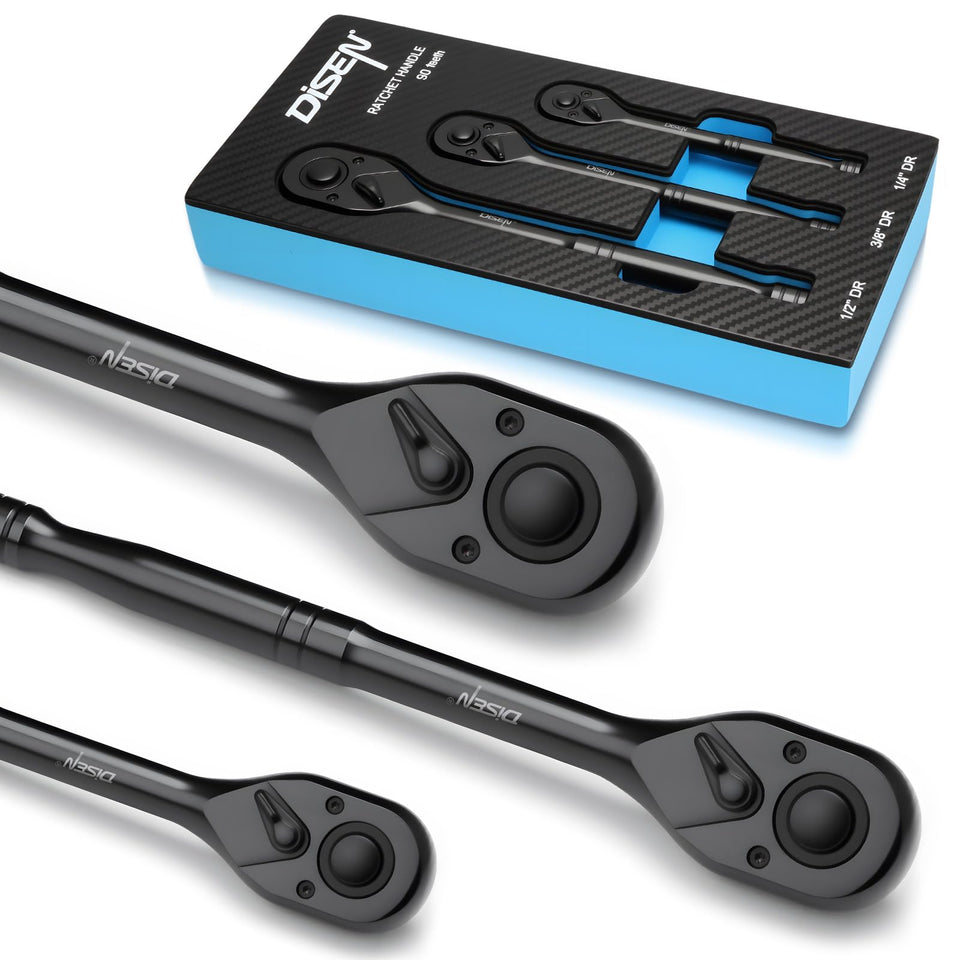 DISEN ratchet set half-inch drive displayed on EVA tray for easy storage
