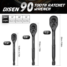 DISEN quarter-inch drive ratchet with compact profile for small fasteners