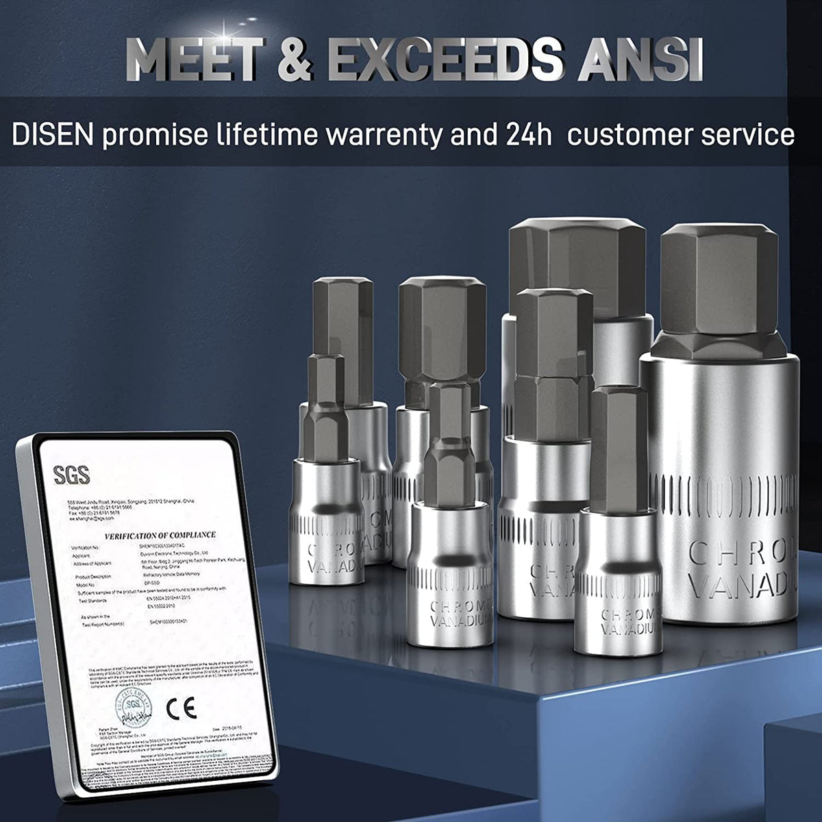 Disen S2 alloy hex bits close-up demonstrates high torque capability
