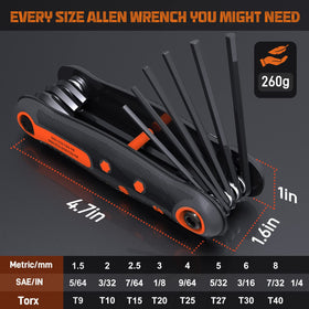 DISEN 25-piece SAE, Metric, and Torx keys cover auto repair and DIY tasks.