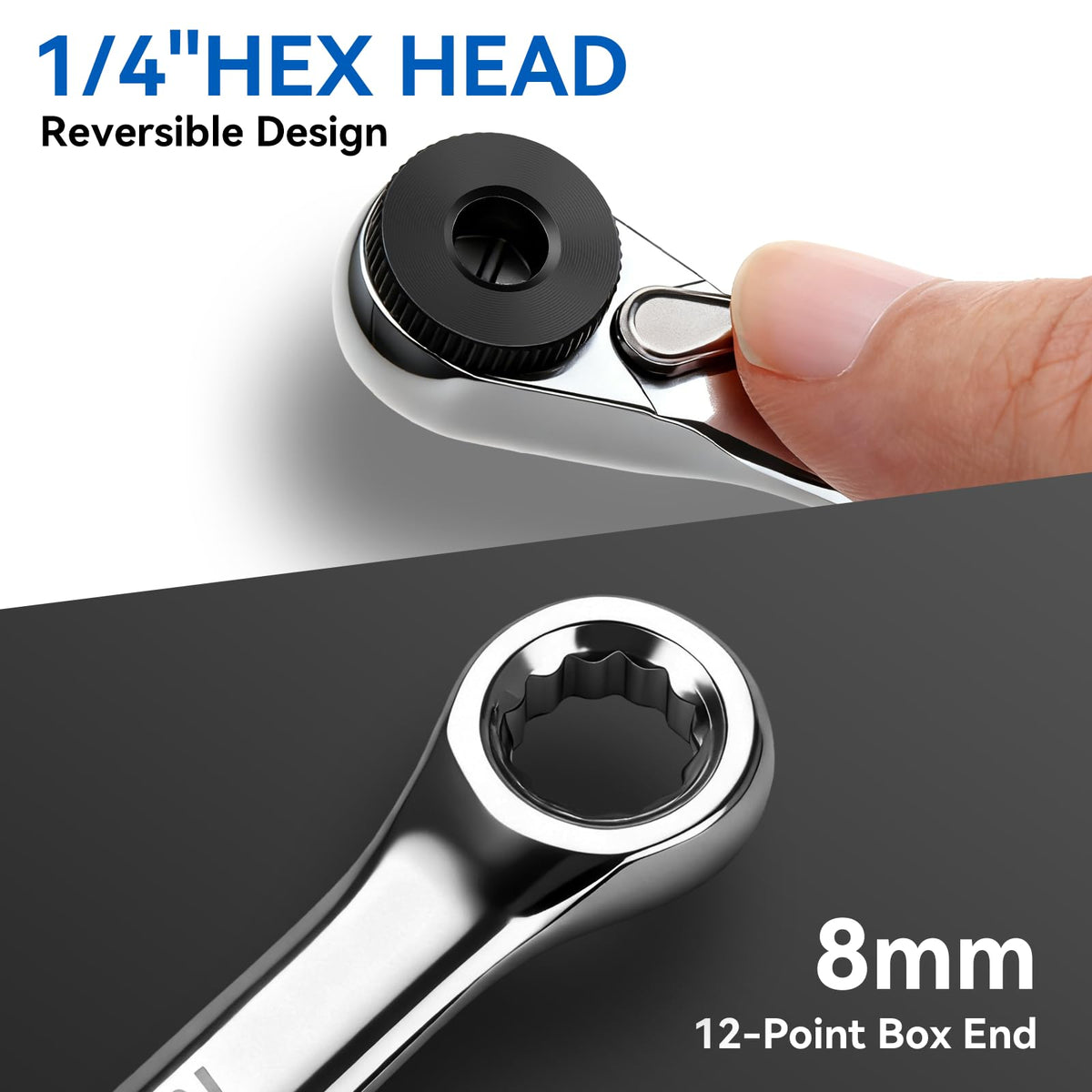 DISEN 8mm 12-point spline end adds versatile torque in awkward spots.