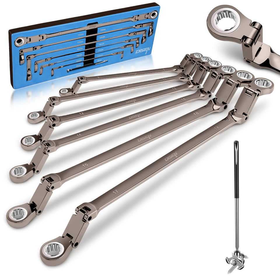DISEN upgraded double-jointed wrench folded for tight under-car access