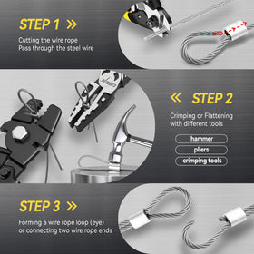 DISEN aluminum wire rope sleeves included for crimping and fixing ends