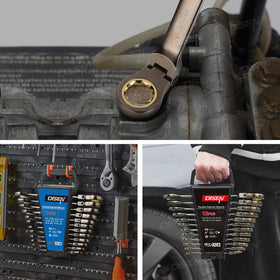 DISEN close-up of the organized wrench set on rack