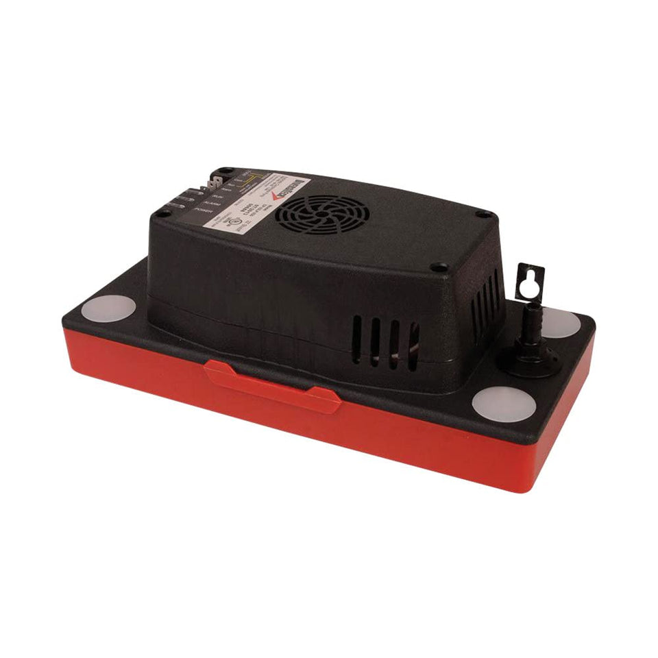 DiversiTech CP-22LP condensate pump front view highlights compact footprint and quiet operation.