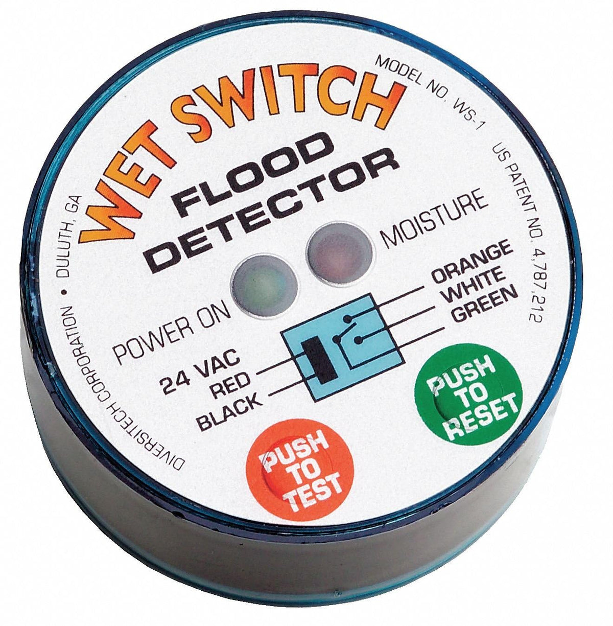Diversitech Wet Switch Flood Detector front view shows compact, effective flood sensing
