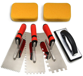 DIXIANG tile tools set with stainless steel square notched trowels for precise spreading.