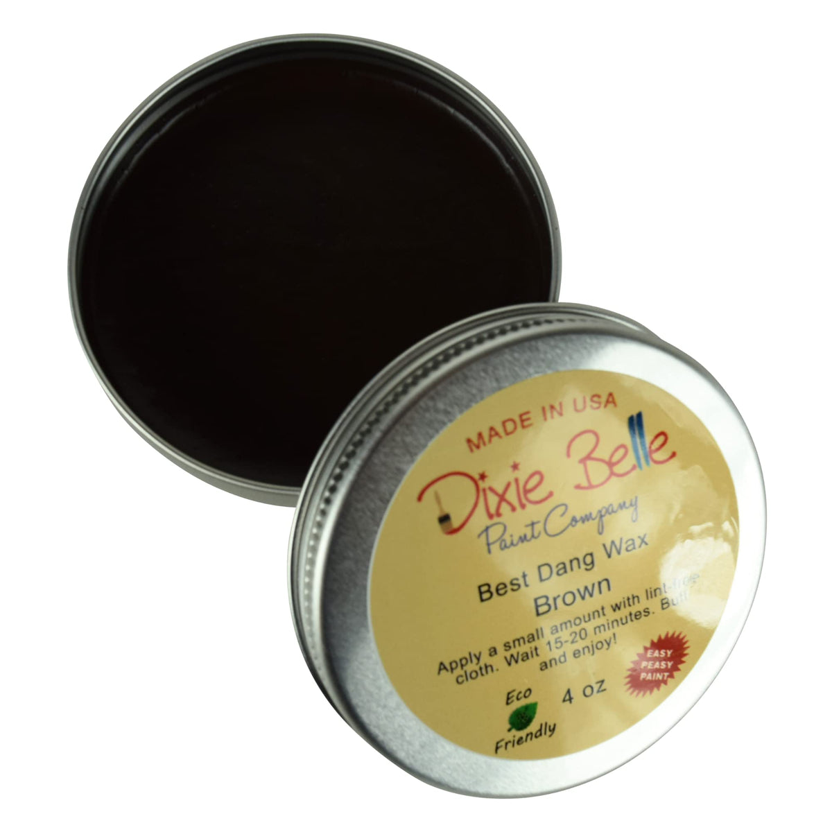 Dixie Belle Best Dang Wax Brown application demonstrates even coverage with a brush.
