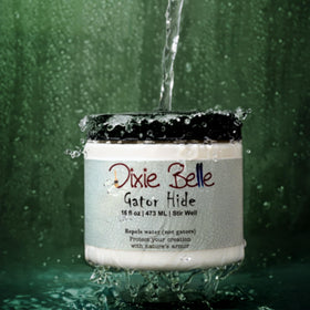 Dixie Belle Gator Hide brush strokes highlight rock-hard semi-shine finish