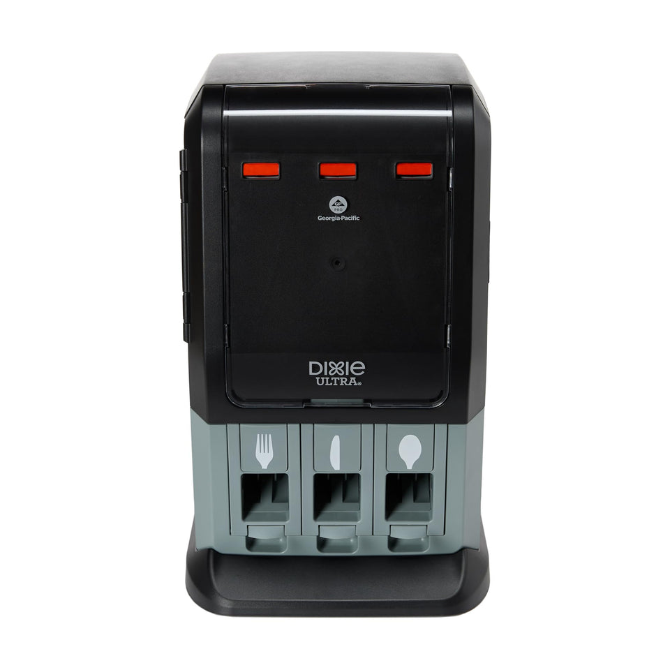 Dixie Ultra SmartStock Mini Tri-Tower front view shows accessible 3-in-1 dispensing.