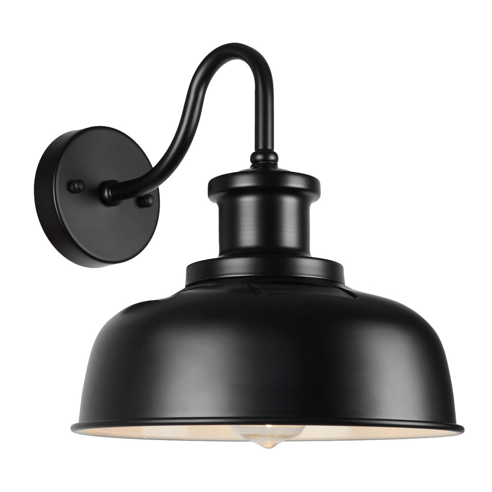 Diyel solar barn light in outdoor wall setup with modern rustic style and bright interior.