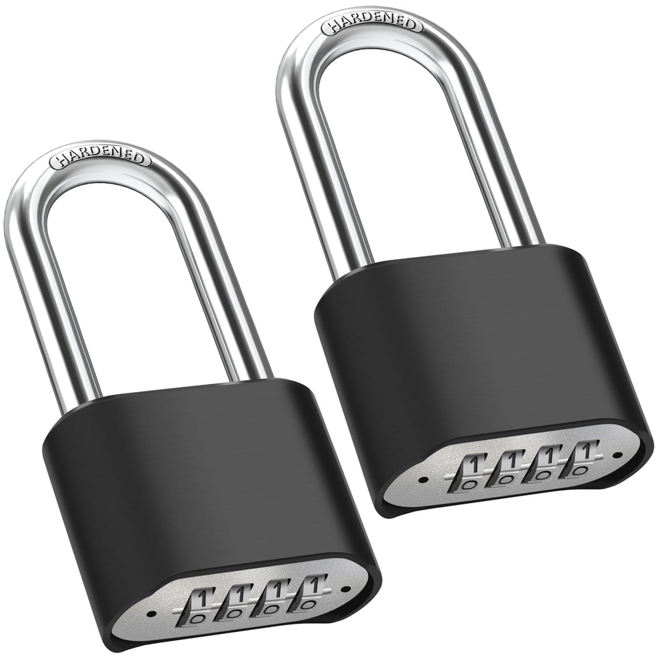 Diyife 2.5in long-shackle padlock two-pack secures outdoor gates and sheds.