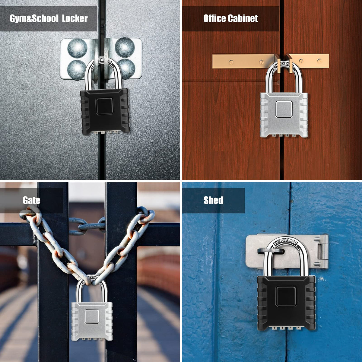 Diyife padlock installed on garden fence or garage.