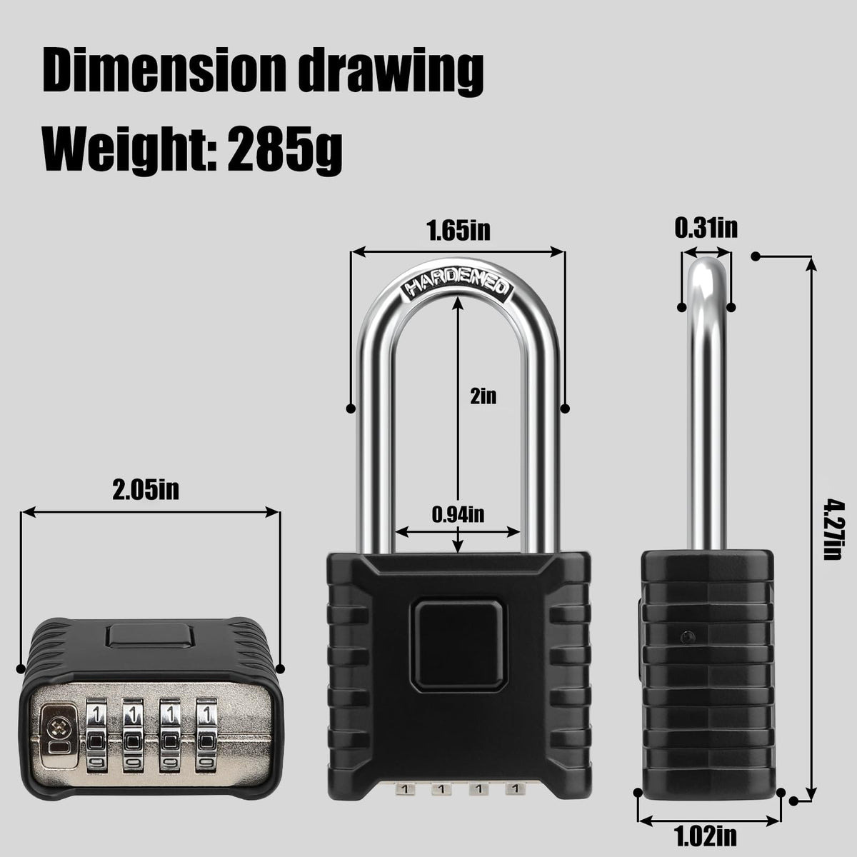 Diyife padlock shackle closeup highlights robust steel and anti-pry features.