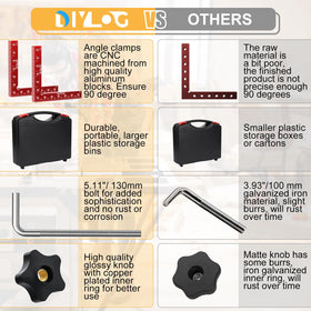 Diylog aluminum alloy right-angle clamp provides durable, rust-resistant support for DIY projects.