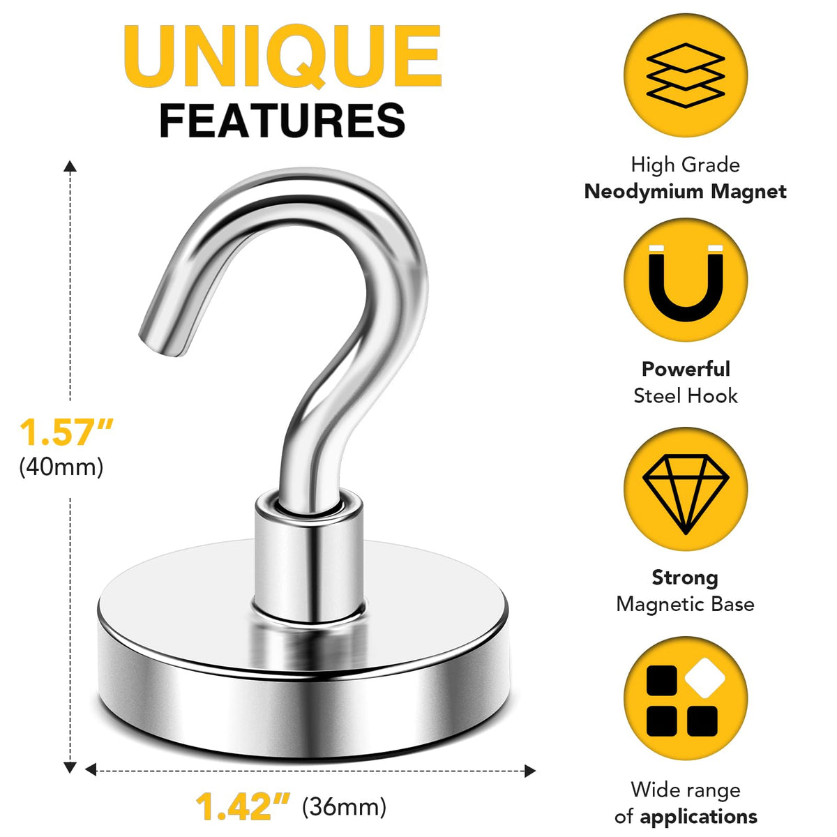 DIYMAG six-pack magnetic hooks ready for versatile organization