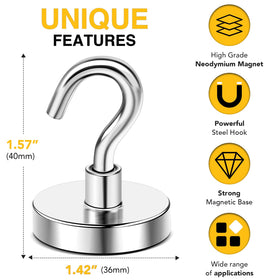 DIYMAG six-pack magnetic hooks ready for versatile organization