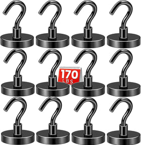 DIYMAG black magnetic hook demonstrates 170 lb capacity for secure hanging on metal surfaces.