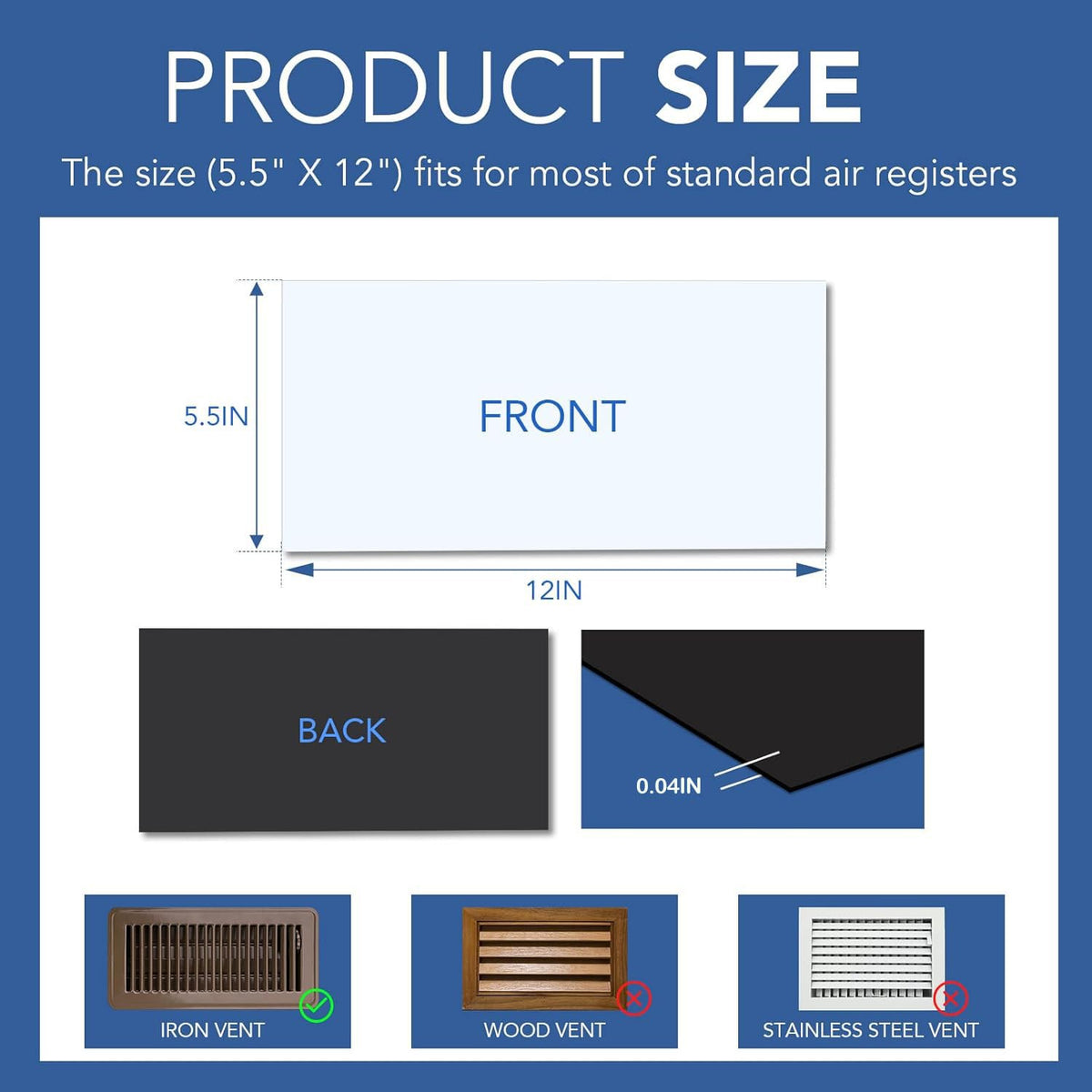 DIYMAG vent cover five-and-a-half-by-twelve fits standard registers for easy sealing.