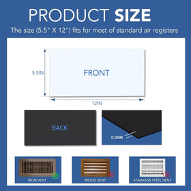 DIYMAG vent cover five-and-a-half-by-twelve fits standard registers for easy sealing.