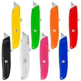 DIYSELF 8-pack box cutters in vibrant colors for versatile cardboard tasks