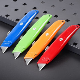 DIYSELF retractable utility knife shows secure blade extension for precise cuts