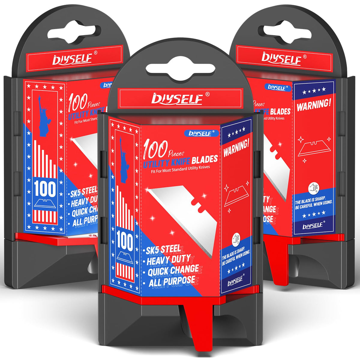 DIYSELF utility knife blades and dispenser for easy one-at-a-time access