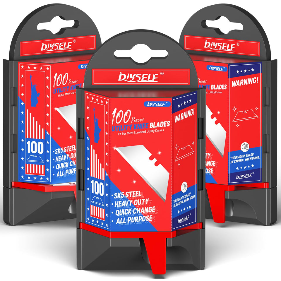 DIYSELF utility knife blades and dispenser for easy one-at-a-time access