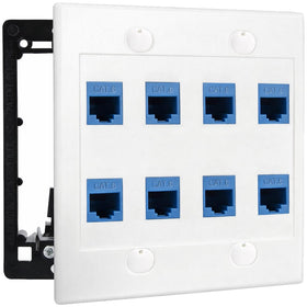 DIYTECH 8-port ethernet wall plate cat6 dual gang for organized network access.