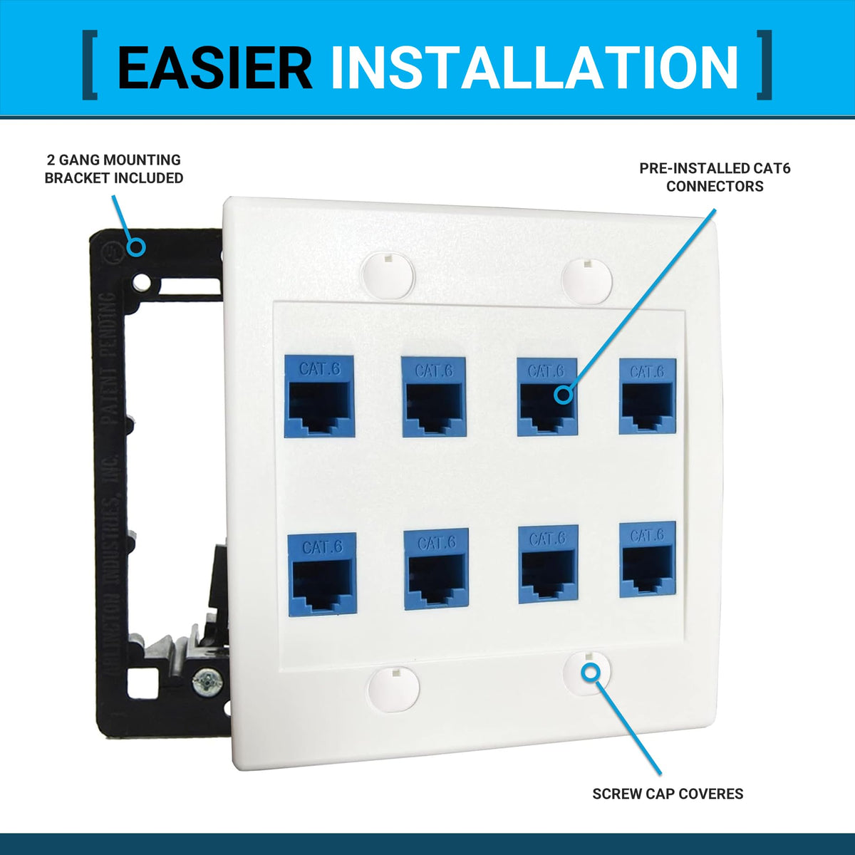DIYTECH cat6 ethernet wall plate 8-port jacks for reliable home office connectivity.