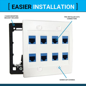 DIYTECH cat6 ethernet wall plate 8-port jacks for reliable home office connectivity.