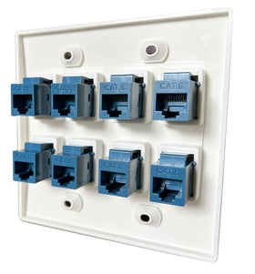 DIYTECH cat6 wall plate close-up showing sturdy keystone jacks.