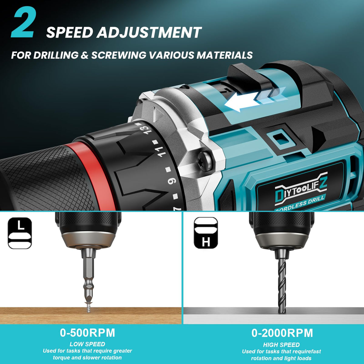 DIYtoolifz 20+3 torque settings for precise screw driving.