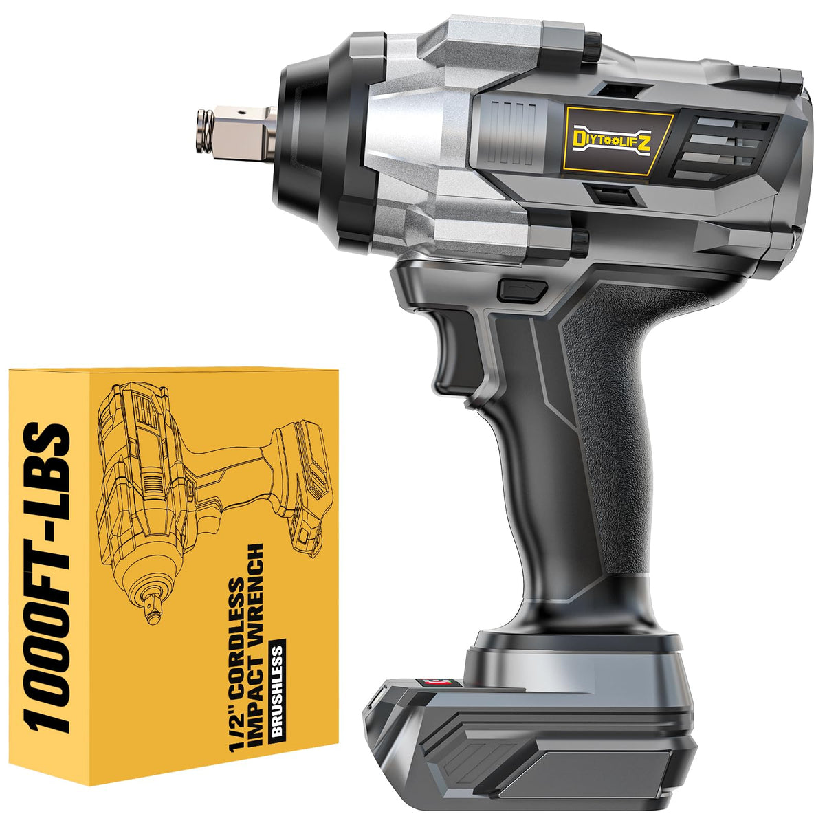 DIYtoolifz cordless impact wrench bare tool for easy on-site tire changes.