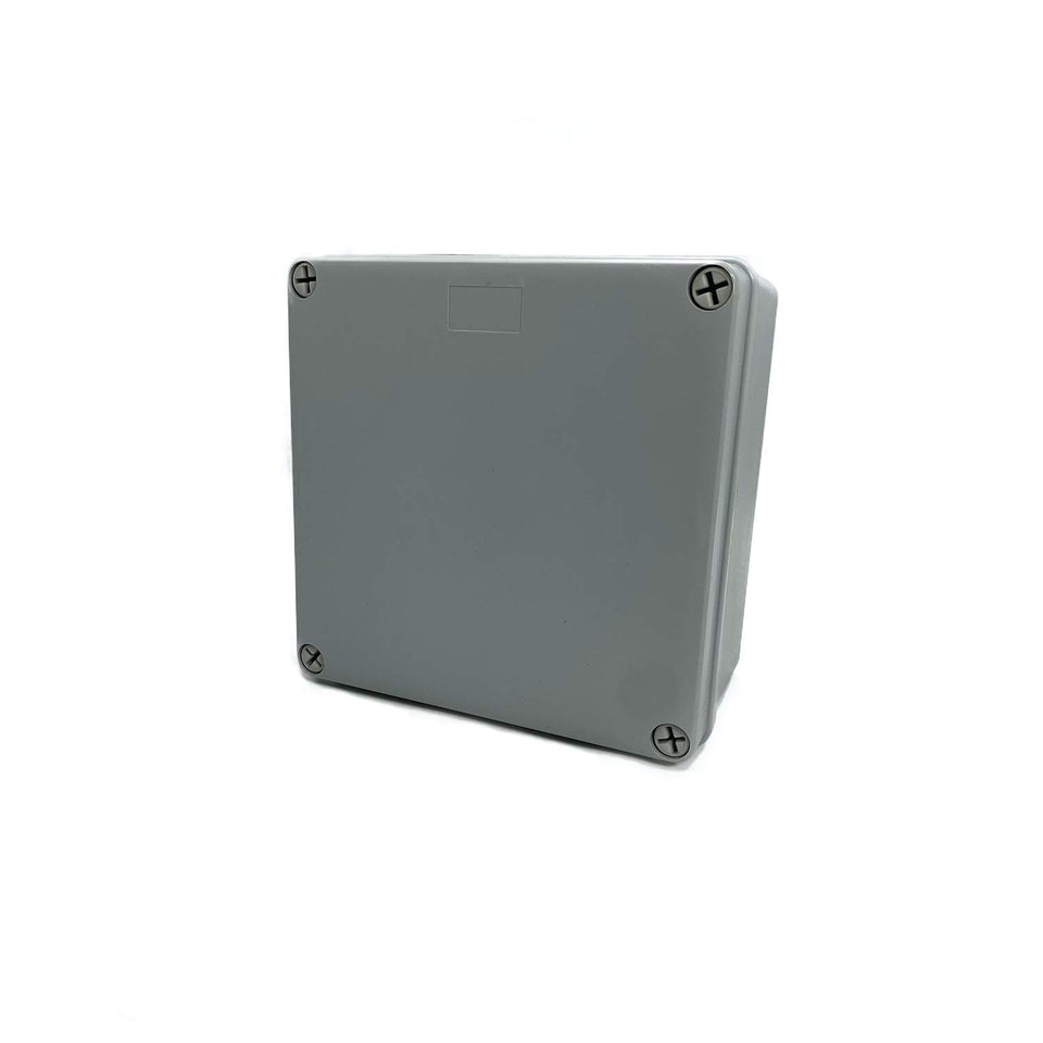 DJC Supply weatherproof junction box front view with IP65 protection for outdoor wiring