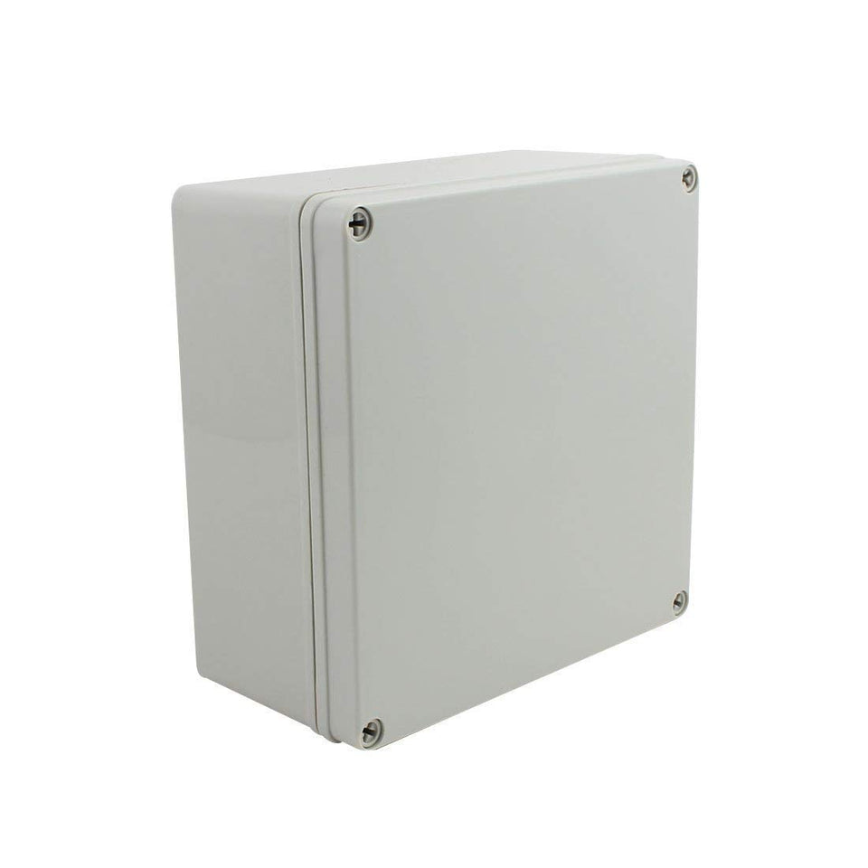 DJC Supply weatherproof junction box, front view, ideal for outdoor control panels.