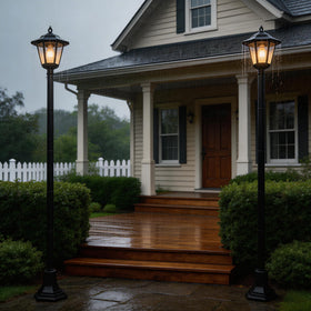 DJGIFI post lights back yard for festive outdoor gatherings.