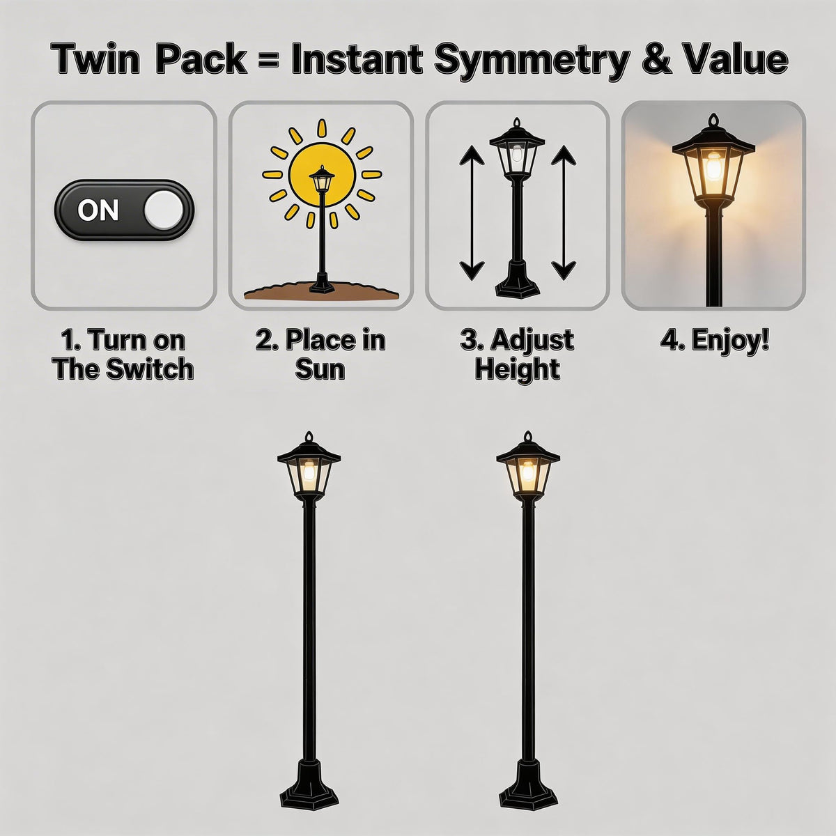 DJGIFI garden lamp post boosts curb appeal with elegant evening light.