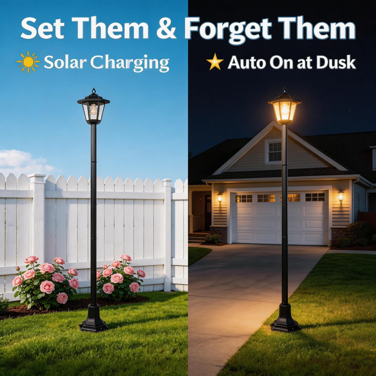 DJGIFI 61-inch post enhances patio decor with durable outdoor illumination.