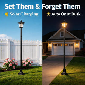DJGIFI 61-inch post enhances patio decor with durable outdoor illumination.