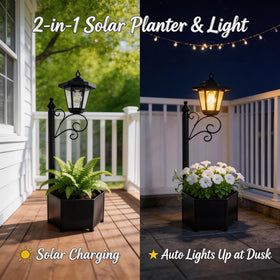 DJGIFI outdoor solar lamp post IP44 waterproof for year-round patio use.
