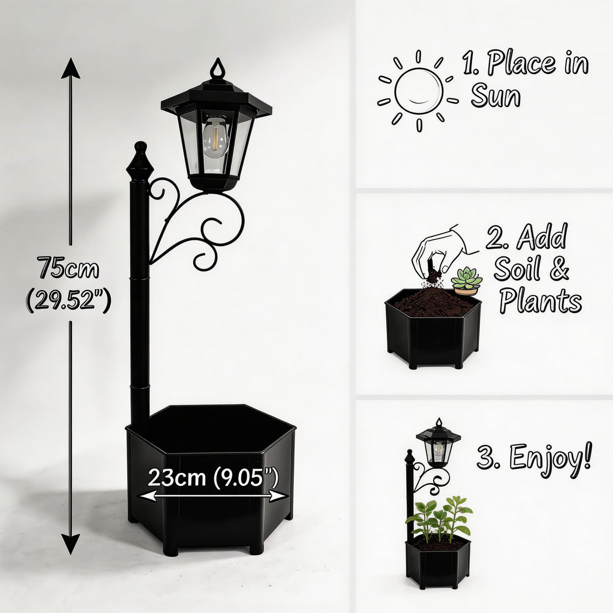 DJGIFI 29.5-inch height offers balanced light coverage for lawns and pathways.
