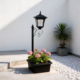 DJGIFI solar floor lamp post with planter for garden ambiance and stability.