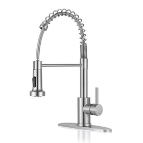 DJS kitchen faucet pull-down spray in brushed nickel high arc for easy cleaning