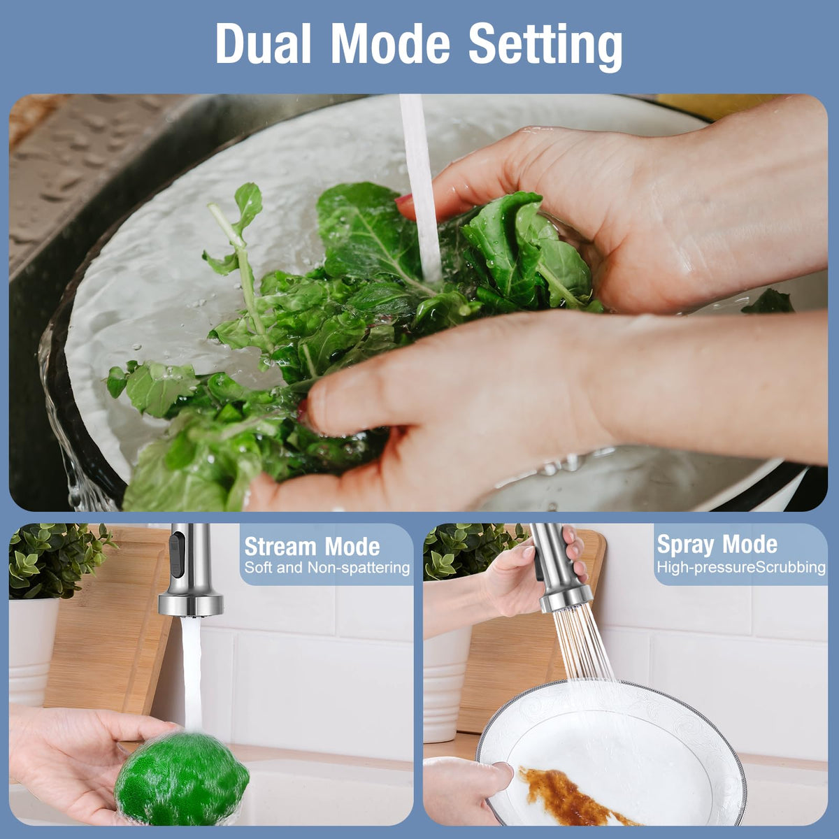 DJS faucet powerful spray mode for stubborn messes