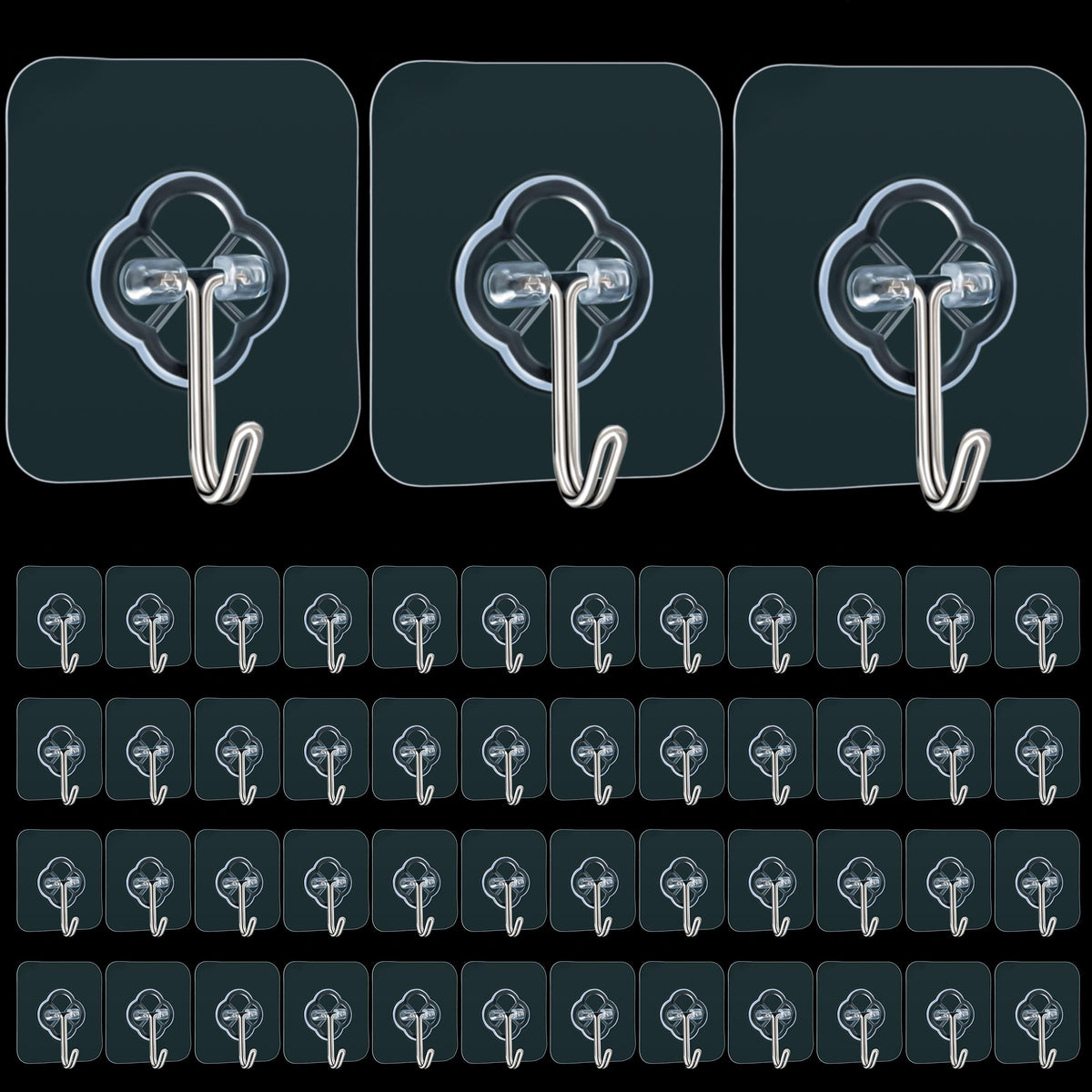 DKHDBD adhesive wall hook, transparent 50-pack, ideal for invisible closet organization