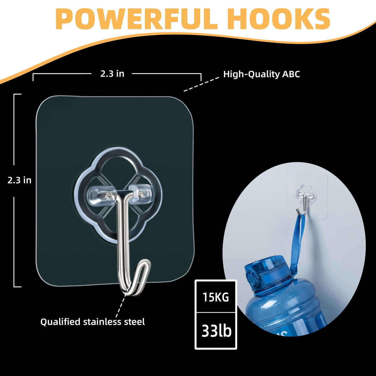 DKHDBD stainless steel adhesive hook on tile holds towels up to 33 lbs
