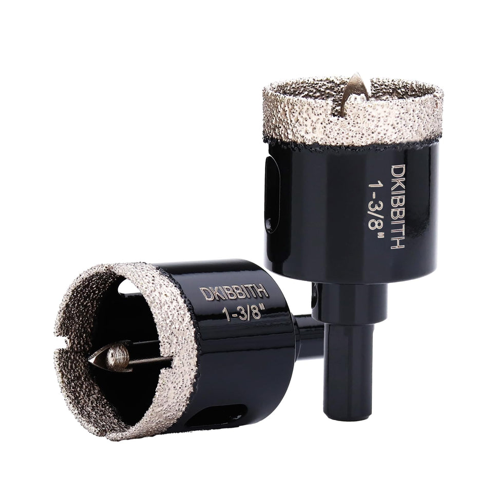 DKIBBITH 1-3/8 inch diamond hole saw with pilot for precise tile drilling.