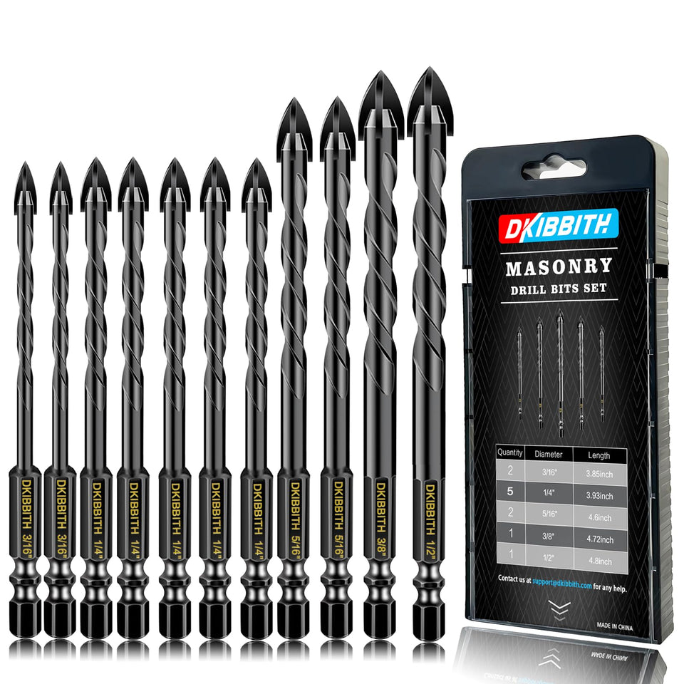 DKIBBITH 11pc carbide drill set in a durable storage case for organized projects.